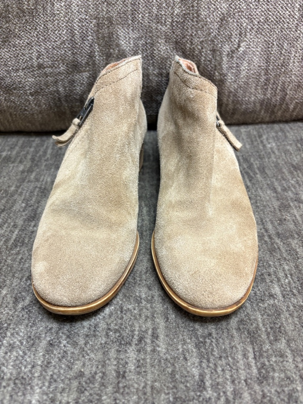 Lucky Brand Taupe Suede Ankle Booties